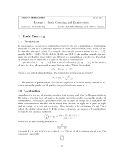 Lecture 1: Basic Counting and Enumeration 1 Basic Counting