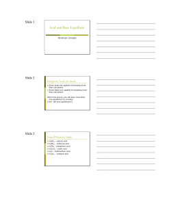 Acid and Base Equilibria