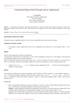 Generalized Pigeon Hole Principle and its Applications