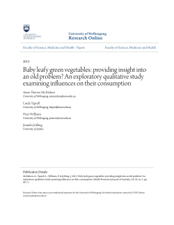 Baby leafy green vegetables: providing insight