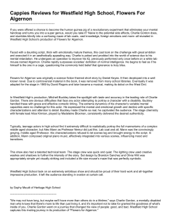 Cappies Reviews for Westfield High School, Flowers For Algernon