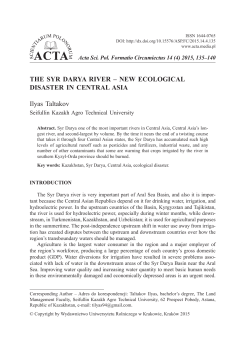 THE SYR DARYA RIVER - Acta Scientiarum Polonorum Formatio