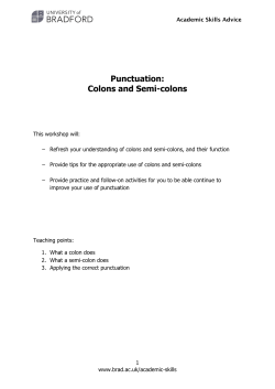 Punctuation: Colons and Semi-colons
