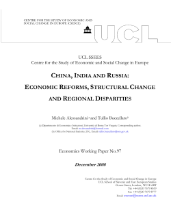 CHINA, INDIA AND RUSSIA: ECONOMIC REFORMS