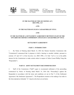 Settlement Agreement: In the Matter of Julius Caesar Phillip Vitug