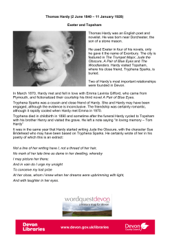 Thomas Hardy (2 June 1840 – 11 January 1928) Exeter and