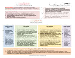 Chapter 15 Personal Selling and Sales Promotions