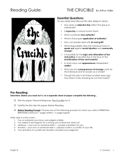 Reading Guide: THE CRUCIBLE