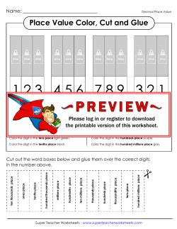 Place Value Color, Cut and Glue