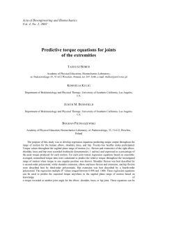 Predictive torque equations for joints of the extremities