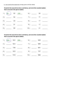 LI: I can round to the nearest ten (orange, green and blue tables)
