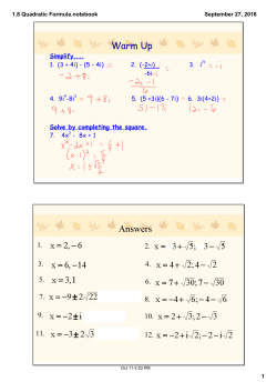 1.8 Quadratic Formula.notebook