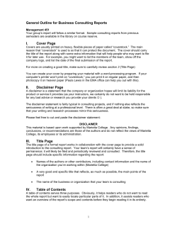 General Outline for Business Consulting Reports