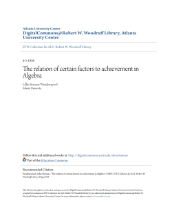 The relation of certain factors to achievement in Algebra