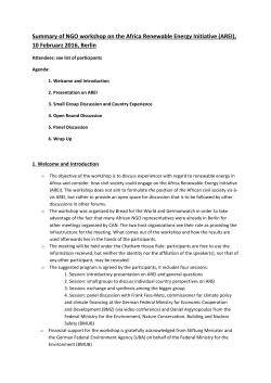 Summary of NGO workshop on the Africa Renewable Energy