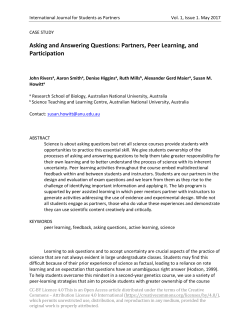 Asking and Answering Questions: Partners, Peer Learning, and
