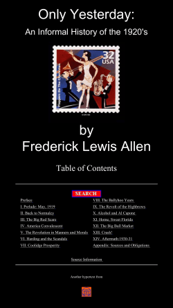 Only Yesterday. An Informal History of the 1920`s
