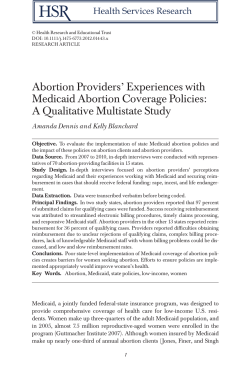 Abortion Providers Experiences with Medicaid Abortion Coverage
