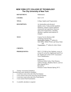 MAT 1275 Course Outline