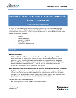 PROVINCIAL MICROSOFT OFFICE LICENSING AGREEMENT