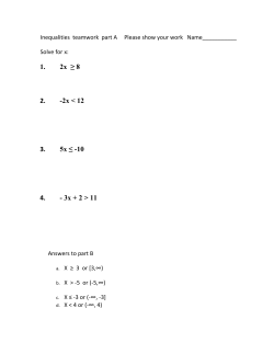1. 2x &ge; 8 2. -2x 12 3. 5x &le; -10 4.