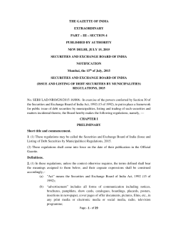 Issue and Listing of Debt Securities by Municipalities