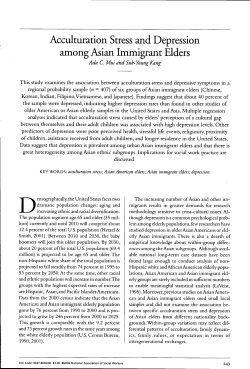 Acculturation Stress and Depression among Asian Immigrant Elders