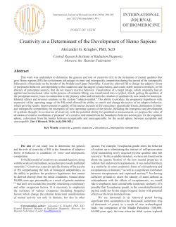 Creativity as a Determinant of the Development of Homo Sapiens