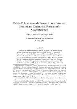 Public Policies towards Research Joint Venture