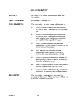 Hematocrit, Erythrocyte Sedimentation Rate, and