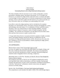 Baylor School Summer Reading Outstanding Books for the College