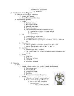 1. World History Study Guide: 2. Hinduism 3. Pre