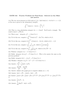 MATH 104 &ndash; Practice Problems for Final Exam