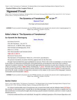 Freud S. The dynamics of Transference. 1912