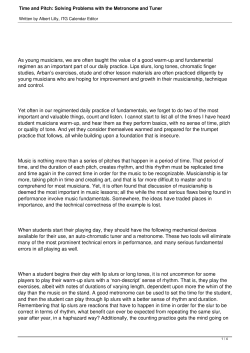 Time and Pitch: Solving Problems with the Metronome