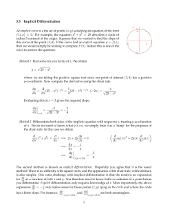 3.5 Implicit Differentiation + y2 = f(x), = (25 &minus; x2 = (25 &minus; x2
