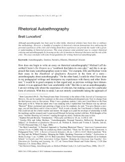 Rhetorical Autoethnography