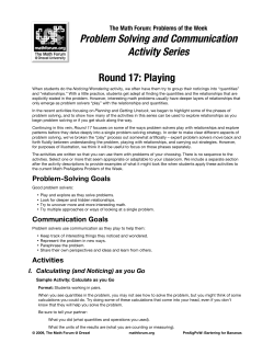 Problem Solving and Communication Activity Series