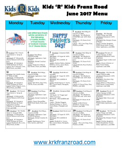 Kids Franz Road June 2017 Menu