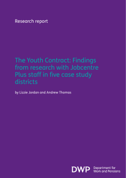 The Youth Contract - Department for Work and Pensions