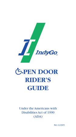 OPEN DOOR RIDER`S GUIDE