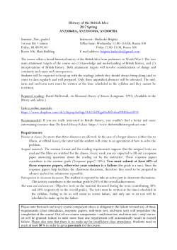 History of the British Isles 2017 Spring AN22006BA, AN2201OMA