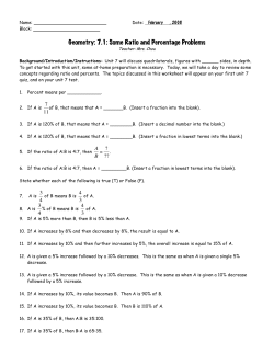 Geometry: 7.1: Some Ratio and Percentage Problems