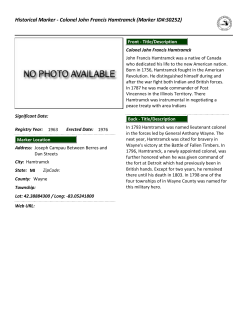 Historical Marker - Colonel John Francis Hamtramck