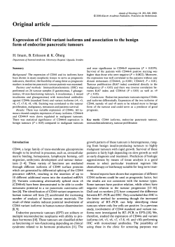 Expression of CD44 variant isoforms and association to the benign