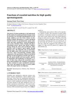 Functions of essential nutrition for high quality spermatogenesis