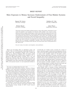 Mere Exposure to Money Increases Endorsement of Free