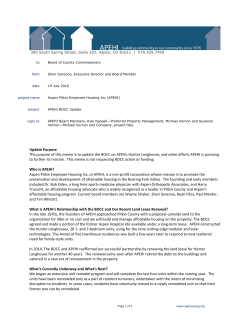 Update Purpose The purpose of this memo is to update the BOCC