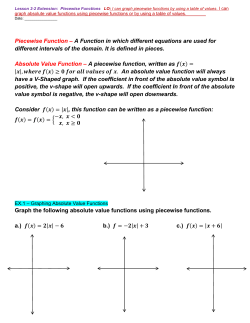 Piecewise Function &ndash; A Function in which different equations are
