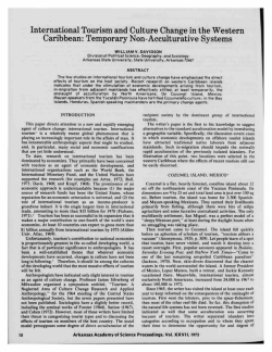 International Tourism and Culture Change in the Western Caribbean